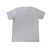 Remera gris de manga corta con estampado del logo de Thrasher en japonés con llamas azules.