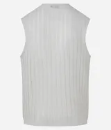 Musculosa de punto calado color blanco, de corte oversized y cuello redondo.