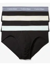 Pack de 3 slips de algodón, con cintura elástica de Calvin Klein y corte hip brief.