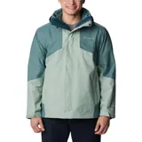 Campera 3 en 1 Columbia Bugaboo II Fleece, color verde y gris, con capa exterior impermeable y transpirable, y forro polar térmico reflectante. Incluye capucha ajustable y logo de la marca en el pecho.
