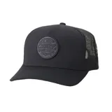 Gorro trucker negro de Rip Curl con logo circular de la marca en el frente.