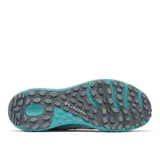 Championes de senderismo Columbia Konos TRS para mujer, color gris claro con detalles en turquesa.
