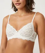 Soutien blanco de encaje floral, sin relleno y con aro.