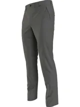 Pantalón chino gris de corte slim, con bolsillos laterales y traseros.