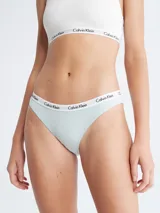 Bombacha clásica Calvin Klein Carousel, color celeste, de algodón elástico con cobertura trasera moderada, talle medio y cintura elástica con logo.