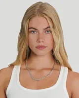 Cadena de eslabones cubanos plateada.