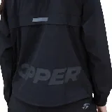 Campera deportiva Topper Sprint para mujer, color negro, con capucha y cierre de medio cuerpo.