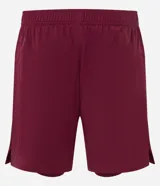 Bermuda deportiva color bordó, confeccionada en poliéster, con cintura elástica, cordón interno ajustable y short de compresión incorporado.