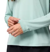 Remera de manga larga Columbia Tidal Tee II Long Sleeve, color verde agua con logo de la marca en el pecho y en la manga en color coral. Con protección solar UPF 50 y tecnología de secado rápido Omni-Wick.