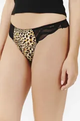 Colaless con estampado animal print de cebra, con laterales de encaje negro.