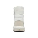 Botas de nieve Columbia Snowtrot Mid, color blanco con detalles en beige. Cuentan con tecnología Omni-Tech™ que repele el agua y Omni-Heat™ que retiene el calor.