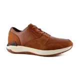 Zapato de vestir acordonado color negro, de cuero, con suela blanca y detalles en gamuza.