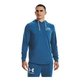 Buzo Under Armour Rival Terry de hombre, color gris jaspeado, con capucha y cordones ajustables. Logo de la marca estampado en el pecho.