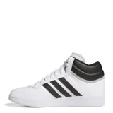 Championes de media caña Adidas Hoops 4.0 Mid, blancos con detalles en negro, con las tres tiras características de la marca en los laterales.