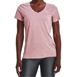 Remera deportiva Under Armour color rosa con cuello en V y logo estampado en el pecho. Confeccionada con tejido UA Tech que seca el sudor rápidamente.