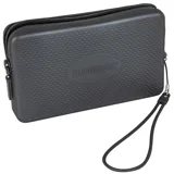 Mini bolso Havaianas metálico color rosado con cierre y correa de mano.