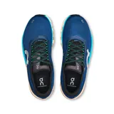 Championes de running On Running Cloudmonster 2, color azul con detalles en gris, negro y beige.