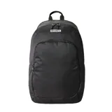 Mochila Rip Curl modelo Ozone de 30 litros, color negro, con compartimento principal y bolsillo frontal con cierre. Presenta un parche con el logo de Rip Curl en la parte superior.