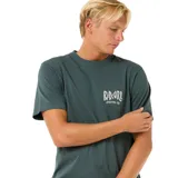 Remera verde de manga corta con logo Rip Curl estampado en el pecho.