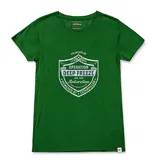 Remera verde con estampa en el frente con el logo de Caterpillar y la leyenda "Operation Deep Freeze Antarctica 1955-1956".