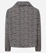 Blusa de crepé con estampa de cuadros pied-de-poule, cuello polo y mangas largas.