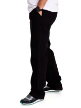 Pantalón negro de twill de corte recto, con cierre de cremallera y botón. Tiene bolsillos laterales, traseros tipo parche, trabilla para martillo y bolsillo utilitario en la parte trasera del muslo.