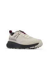 Zapatillas de senderismo impermeables Columbia Konos TRS Outdry para hombre, color gris claro con detalles en negro y violeta.