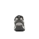 Zapatillas de senderismo Merrell Accentor 3 WP para mujer, en tonos grises. Parte superior de malla y gamuza, cierre con cordones, lengüeta con fuelle, puntera de goma protectora, colchón de aire Merrell en el talón, plantilla contorneada extraíble Merrell Kinetic Fit™ BASE, entresuela de EVA moldeada por compresión y caña de arco de nailon moldeado.