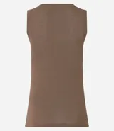 Musculosa verde oliva de punto texturizado, con breteles anchos y cuello redondo.