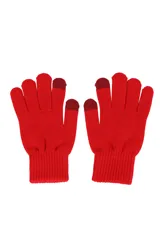 Guantes rojos de punto, diseñados para brindar calidez y confort en climas fríos.