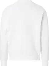 Buzo blanco con cinta de logotipo en las mangas, confeccionado en una mezcla suave de algodón y Repreve.