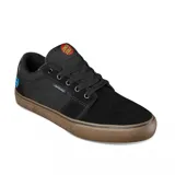 Championes Etnies Barge LS X Santa Cruz, color negro con detalles en azul y suela marrón.