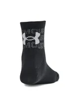 Medias deportivas Under Armour unisex, de corte medio, color negro con logo de la marca en gris.