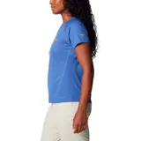 Camiseta técnica de manga corta para trail, diseñada para caminatas largas, con tecnología de enfriamiento y material reciclado.