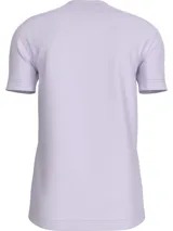 Remera lila de algodón regenerativo con cuello redondo y logo CK delineado en el frente.