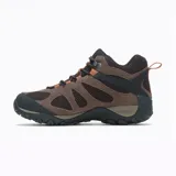 Bota de trekking color marrón, diseñada para actividades al aire libre, con membrana resistente al agua.