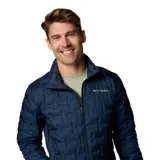 Campera Columbia Delta Ridge II Down para hombre, color negro, ideal para senderismo. Cuenta con forro termorreflectante Omni-Heat™, tecnología HeatSeal™ sin costuras, tejido hidrófugo Omni-Shield™, aislamiento de plumón de 650 hilos, cuello, puños y dobladillo ribeteados, protección de la barbilla y bolsillo con cremallera.