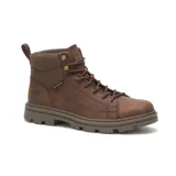 Bota Caterpillar de cuero color marrón, con cordones y suela de goma. Cuenta con tecnología impermeable (WP) y plantilla acolchada.