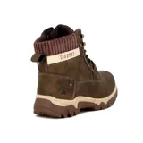 Bota marrón de dama, acordonada, con diseño robusto y plantilla confortable.
