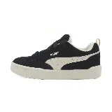 Championes Puma Park Lifestyle Raw, color negro con detalles en blanco y suela color crema.