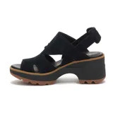 Sandalia negra de gamuza con plataforma y taco ancho.