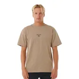 Remera de algodón color marrón con logo estampado en el pecho, de manga corta y corte clásico.