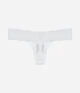 Bombacha colaless blanca de microfibra con laterales de encaje y doble hilo en la parte trasera.