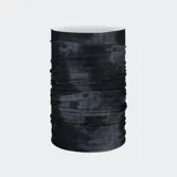 Cuello multifuncional Buff Bonsy Graphite, color negro con diseño de cuadrícula. Fabricado con botellas de plástico recicladas, con protección solar FPU 50 y propiedades de enfriamiento por evaporación.