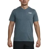 Remera de hombre marca Avia, color gris jaspeado, de manga corta y cuello en V, con logo estampado en el pecho. Ideal para uso deportivo o casual.
