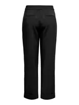 Pantalón sastrero negro de tiro alto y largo cropped, con cierre de botón y cremallera. Diseño en tela tejida.