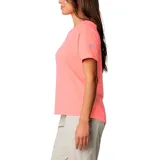 Remera deportiva Columbia Summit Valley color salmón, de manga corta y cuello redondo. Confeccionada con tejido transpirable Omni-Wick™ y protección solar Omni-Shade™ Broad Spectrum Air Flow UPF 50.