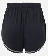 Short de pijama negro con cintura elástica, cordón ajustable y ribete en contraste.
