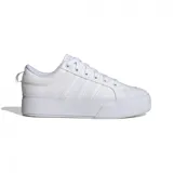 Championes Adidas Bravada 2.0 Platform de mujer, color blanco con las tres tiras características de la marca en los laterales.