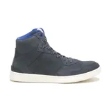 Bota de media caña color azul marino, con capellada de gamuza encerada, forro interno hecho 100% de materiales post industriales reciclados, plantilla suave de espuma de EVA para comodidad a largo plazo, forro del calcetín hecho 100% de materiales post industriales reciclados, suela de goma duradera y con gran tracción y construcción Strobel.